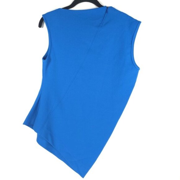 NWOT ZARA Curved Hem Asymmetric Sleeveless Knit Top Royal Blue 8218/707 Sz M - Picture 3 of 9